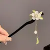 Pasador de Madera Nuevo Estilo Chino Pasador de Pelo Estilo Antiguo Pasador de Pelo para Mujer Alta Calidad Sentido de Suzuki Orquídea Estilo Nacional Combinación Falda de Cara de Caballo Pelo Pasador de Pelo