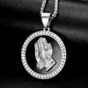 Collar con colgante de bergamota de oración de titanio y acero chapado en oro con microincrustaciones de circonita, nueva joyería hip hop HIPHOP transfronteriza europea y americana
