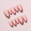 24 peças Leopard French Pink Line Edge Wear Armor Amêndoa Manicure Moda Unhas Femininas
