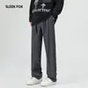 Moda Otoño 2026 Pantalones de Pierna Recta con Caída de Alta Calidad para Hombre Estilo Retro Japonés Versátiles Sueltos de Pierna Ancha Largos hasta el Suelo