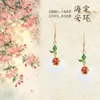Nuevos Pendientes Retro Estilo Chino para Mujer, Ganchos de Oreja Flor de Goteo de Aceite Pintada en Jade Blanco, Accesorios Hanfu Qipao, Venta al por Mayor y Dropshipping