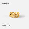 Anillo de dedo europeo y americano INS para hombre y mujer, acero de titanio galvanizado oro de 18k, acero inoxidable, cadena retorcida, anillo abierto, joyería
