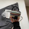 Verano Nuevo Mini Bolso de Cadena Tejido Bolso de Mano para Mujer 2024 Rayas Arcoíris Moda Casual Hombro Cruzado