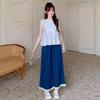 Jeans Retro Estilo Mori de Verano Otoño Cintura Suelta Costura Encaje Dulce Suelto Casual Aspecto Delgado Pantalones de Pierna Ancha