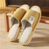 Pantufas de linho silenciosas e antiderrapantes para ambientes internos, leves e absorventes de suor, para casa, quatro estações, algodão e linho, pantufas de casal, primavera, verão, outono e inverno