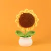 Planta en Maceta de Girasol con Cara Sonriente Hecha a Mano Transfronteriza, Adorno de Girasol Lindo, Regalo de Flor Tejida para el Día del Maestro