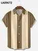 Camisa de Manga Corta a Rayas con Estampado Digital 3D Casual para Hombre de Verano Nueva Transfronteriza de Amazon