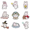 Patch bordado de coelho branco de desenho animado sonhador estilo japonês, varinha mágica, bruxa, nuvem, patch bordado de coelho dormindo, aplicável com ferro