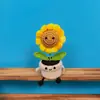 Plantas en maceta florales tejidas a mano, flores artificiales de lana terminadas, girasoles tejidos a mano, ramos tejidos, tridimensionales y permanentes