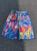 Pantalones Cortos Rectos Estampado Completo Estilo Retro Urbano para Hombre Verano Marca de Moda Americana Sueltos de Pierna Ancha Casual Versátiles de Cinco Puntos