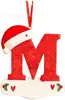 Letra Inicial de Navidad con Gorro Rojo Decoración de Letra, Decoración Colgante para Árbol de Navidad DIY Colgante Personalizado Regalo