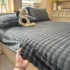 Novo Conjunto de Três Peças com Saia de Cama e Fronhas de Lã de Leite para Aquecimento de Inverno Cor Sólida Simples Uso Doméstico Protetor de Colchão Totalmente Fechado