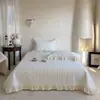 Cobertor de Cama de Renda de Gaze Dupla 100% Algodão Estilo Francês Peça Única, Adequado para Todas as Estações, Conjunto de Três Peças de Lençol de Cama Acolchoado 100% Algodão Antiderrapante para Uma Pessoa