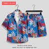 Camisa de Flores Hawaianas Traje de Playa Verano Delgado Sanya Viaje Pareja Hombre y Mujer Talla Grande Pantalones Casuales Sueltos