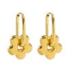 Pendientes de mujer de oro de 18 quilates, elegantes, de acero inoxidable y titanio de alta calidad, de venta caliente europea y americana, con flores, nuevos y transfronterizos