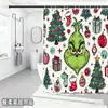 Bestseller transfronterizo de Amazon: Cortina de ducha verde del Grinch, cortina de ducha impermeable de pongee con estampado digital de dibujos animados