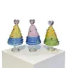Nuevo Polvo de Vidrio Zibo Forma de Corazón Envuelto en Alambre Árbol de Navidad Artesanía de Vidrio Adorno Lampwork