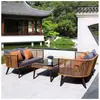 Sofá de Rattan para Exterior Mesa de Centro Individual Proteção Solar de Rattan Impermeável Sala de Sol Varanda Terraço Pátio Combinação Dupla Simples