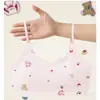 Tirantes Finos, Copas Fijas Sin Costuras, Estilo Delgado, Diseño Estampado para el Periodo de Desarrollo, Ropa Interior Tipo Chaleco, Sin Aros, Sujetador Cómodo para Niñas Jóvenes