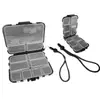 Caja de cebo de doble capa para micro señuelos con correa de mano, señuelo artificial portátil, cebo blando, anzuelo de pesca, lentejuela, caja de accesorios para almacenamiento de pines