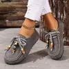 Zapatos Casuales de Encaje con Cuentas de Talla Grande 2025 Otoño Nuevo Comercio Exterior Transfronterizo Gamuza Retro Redondos Mocasines para Mujer