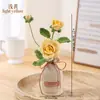 Planta de Rosa en Maceta Tejida a Crochet Hecha a Mano, Flor Tejida Simulada de Lana, Decoración de Escritorio para el Hogar, Regalo Creativo al por Mayor