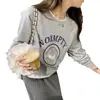 Sudadera Retro Americana con Estampado de Letras para Mujer Nuevo Estilo Otoño 2026 Estilo Perezoso Suelta de Terciopelo Manga Larga Superior para Mujer