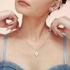 Colgante de estrella de fritillaria natural ovalada estilo palacio, collar de cadena de perlas de imitación, cadena de acero de titanio de lujo, joyería ligera para mujer