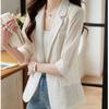 Blazer de Cor Sólida Estilo Coreano em Tencel com Manga Meia-Manga para Mulheres 2026 Verão Novo Tendência Casual Protetor Solar Jaqueta Fina