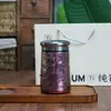 Taza de té martillada de titanio puro con tapa y asa, elegante vaso de agua para oficina, taza de metal de alta calidad para regalo, taza de té de negocios para hombres