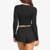Nuevos Tops de Yoga de Manga Larga con Diseño de Botones Otoño e Invierno Transfronterizos para Usar como Prenda Exterior Ropa de Yoga de Secado Rápido Pilates Tops Deportivos