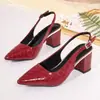 Sandalias de Mujer Nuevas de Verano Vintage Talla Grande Punta Fina para el Trabajo Sexy Tacón Alto Cerradas con Estampado de Cuadros Tacón Grueso Venta al por Mayor
