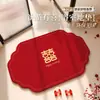 Tapete de chão absorvente e de secagem rápida vermelho festivo para banheiro de casamento, decoração de entrada de quarto de casamento com personagem "feliz", tapete de pé antiderrapante e antiderrapante