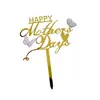 Decoração de bolo estilo transfronteiriço para o Dia das Mães Dia da Mulher Borboleta Colorida Mágica de Camada Dupla Plug-in Feliz Dia das Mães para Bolo