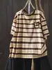 Camiseta de Manga Corta a Rayas de Bloques de Color Estilo Japonés para Verano 2026, Cuello Redondo, Jersey Holgado Casual Versátil para Mujer