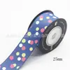 Fita de embalagem de presente com bolinhas de 25mm para grampo de cabelo, caixa de bolo DIY, cinto decorativo, fita de tecido 10 jardas/Rolo