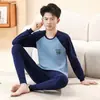 Conjunto de roupa íntima térmica juvenil 100% algodão puro, modelo fino para meninos do ensino fundamental II e médio, adequado para usar sob uniformes escolares