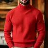 Em estoque Outono e Inverno 2026 novo suéter masculino simples de cor sólida, suéter de gola alta casual masculino moderno