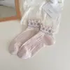 Meias para Primavera e Verão, Meias Finas de Renda de Algodão Penteado, Leves e Respiráveis, Meias Femininas Brancas de Renda Estilo Ballet