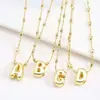 Venta Caliente Transfronteriza Nuevo Colgante de Burbuja Brillante Letra P del Alfabeto Inglés Cobre Chapado en Oro Collar Simple Popular Accesorios para la Mano