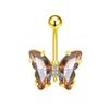 Europa y Estados Unidos comercio electrónico transfronterizo caliente cobre incrustado circón anillo de ombligo forma de mariposa color mágico multicolor joyería para piercing Amazon