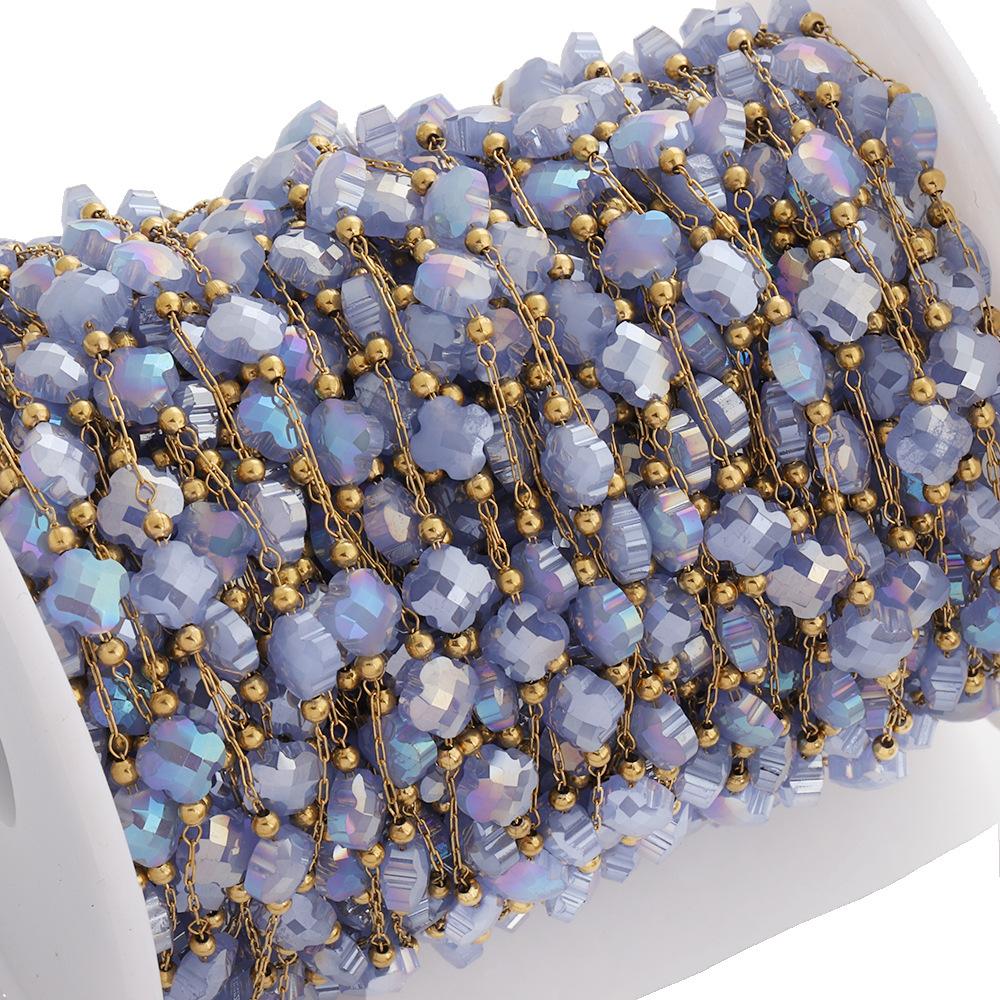 不锈钢水晶四叶草链条6