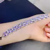 Venda Direta de Fábrica Pulseira de Tanzanita Natural, Roxo Encantador, Corpo Puro Prata 925, Pedra Principal Finamente Incrustada 3*4mm