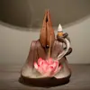 Quemador de Incienso de Flujo Inverso de Arena Púrpura Nuevo Transfronterizo Creativo Bergamota Loto Sansheng Tathagata Quemador de Incienso de Flujo Inverso Adornos Original