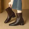 Botines estilo Melard para mujer, nueva colección otoño/invierno, con cremallera trasera, ajuste ceñido, versátiles, cómodos, puntera cuadrada y tacón grueso, estilo botín Chelsea