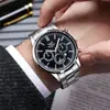 Reloj de cuarzo caliente transfronterizo AL POR MAYOR aleación tres ojos Reloj de Negocios para Hombre correa de acero calendario Reloj de moda para hombre