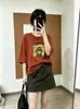 Décima Terceira Linha de Guangzhou, segundo lote, exclusivamente para venda: Moletom de algodão com manga curta, dupla face, 250g, para mulheres, com gola redonda estampada, disponível para compra em lojas físicas