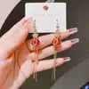 Pendientes de Plata S925 con Cierre de Gancho Diseño de Bolsa Roja de la Fortuna y el Dinero Pendientes de Moda Versátiles Pendientes Nuevos 2024