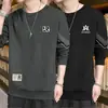 Envio RápidoNova Blusa de Moletom Solta com Gola Redonda e Manga Longa para Primavera e Outono, Camisa Básica Estampada da Moda Masculina