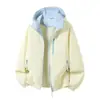 Chamarra con Capucha de Bloques de Color Nueva para Primavera y Otoño 2026, Chamarra Esponjosa de Contraste de Color, Estilo Juvenil, Cortavientos e Impermeable para Hombres y Mujeres